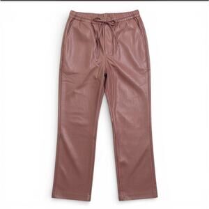 Wildfang The Empower Vegan Leather Drawstring Pants Rose Brown Size Large NWT